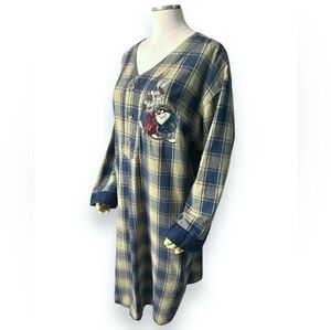 ACME STUDIOS Flannel Nightgown w/ Looney Tunes Embroidered Characters